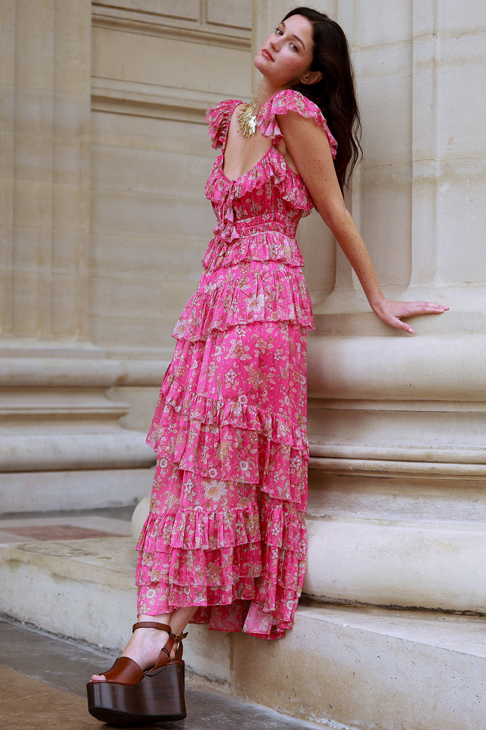 christina floral maxi dress NEW Alice + Olivia Christina Floral Maxi Dress In Pink multi - Size 4 #D7214