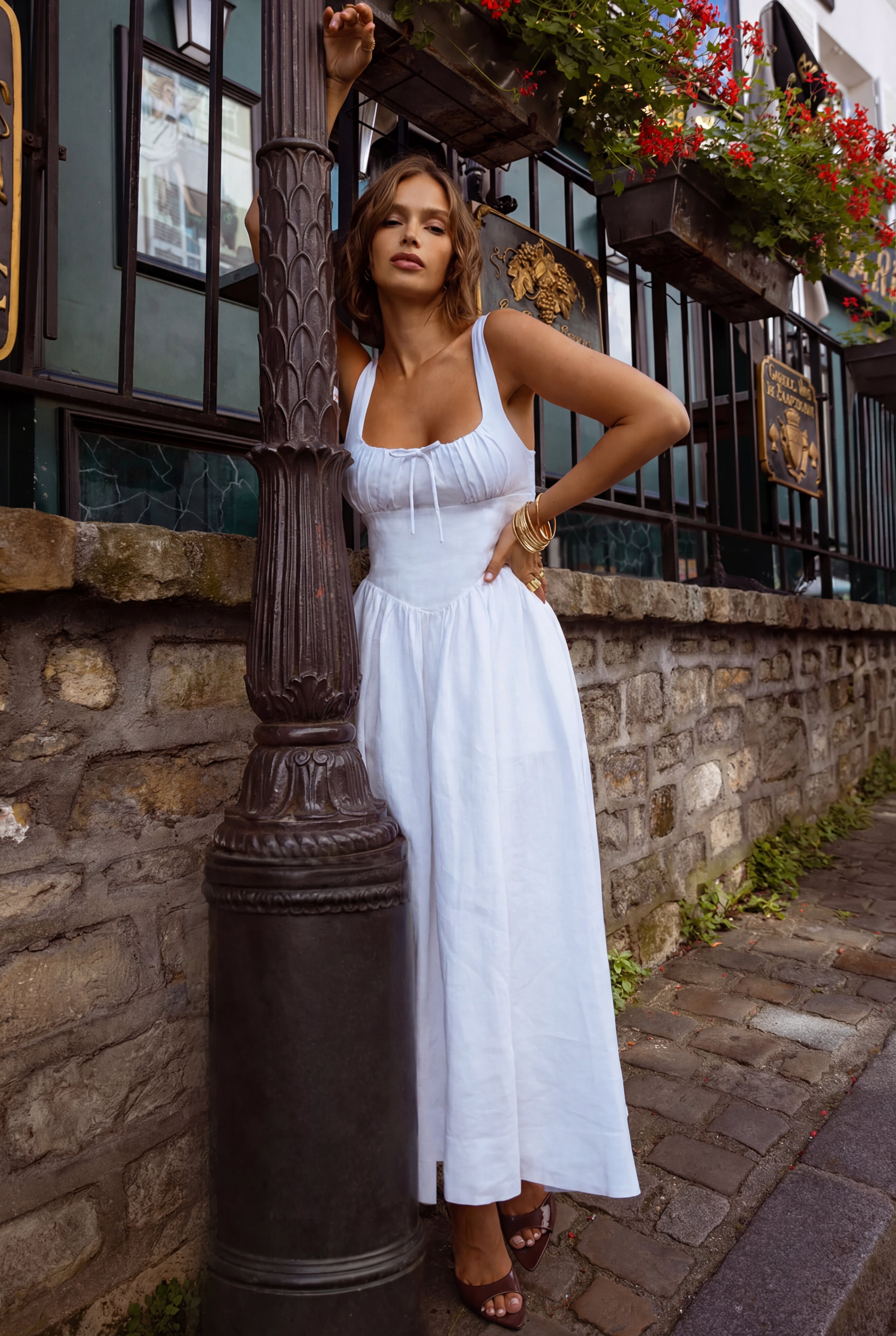 white sunflower dress Whimsy Mini Floral while the structured bodice and flowing skirt offer a flattering SUNFLOWER DRESS STRAWBERRY PARIS